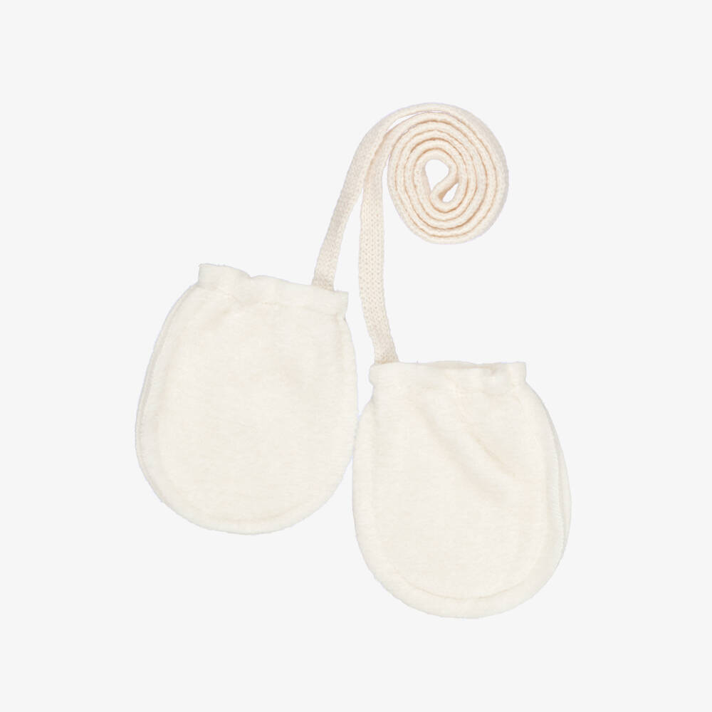 1 + in the family-Ivory Polar Fleece Baby Hat & Mittens Set | Childrensalon