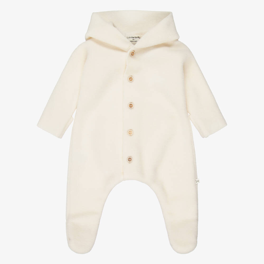 1 + in the family-Ivory Polar Fleece Pramsuit | Childrensalon