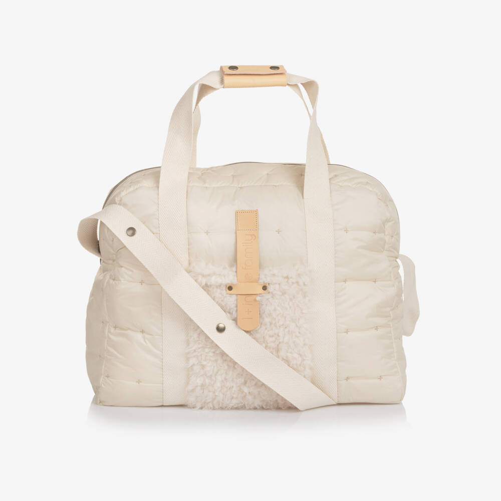 1 + in the family-Ivory Quilted Changing Bag with Sherpa Pocket (44cm) | Childrensalon