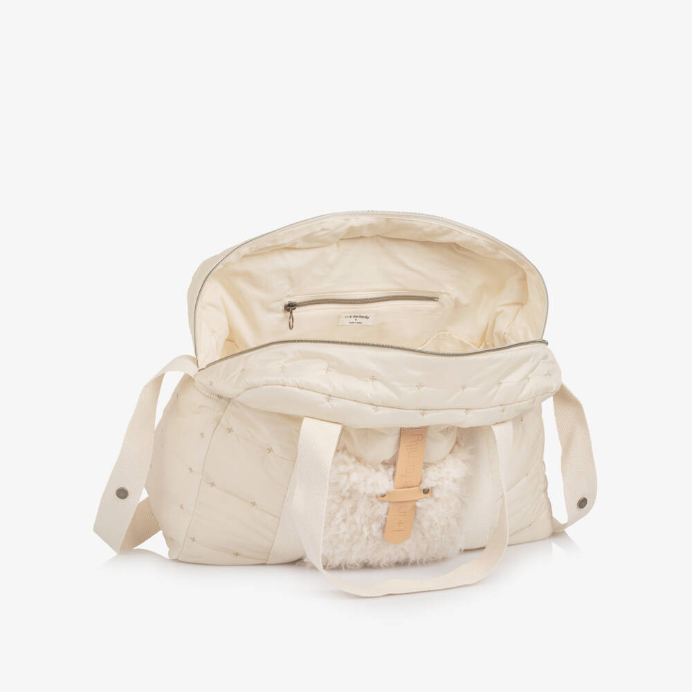 1 + in the family-Ivory Quilted Changing Bag with Sherpa Pocket (44cm) | Childrensalon