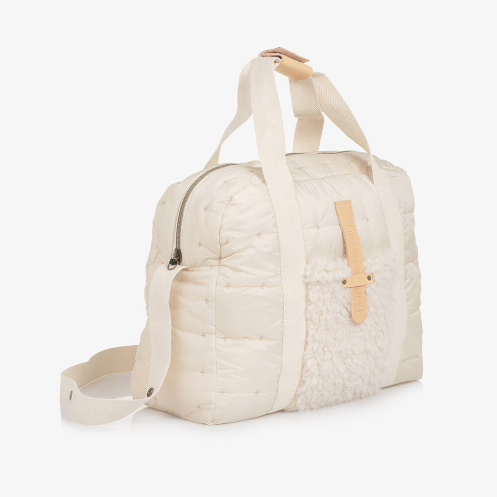1 + in the family-Ivory Quilted Changing Bag with Sherpa Pocket (44cm) | Childrensalon