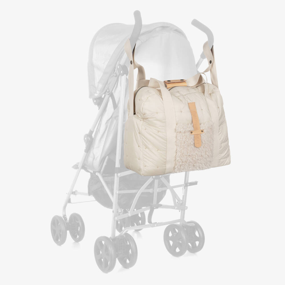 1 + in the family-Ivory Quilted Changing Bag with Sherpa Pocket (44cm) | Childrensalon