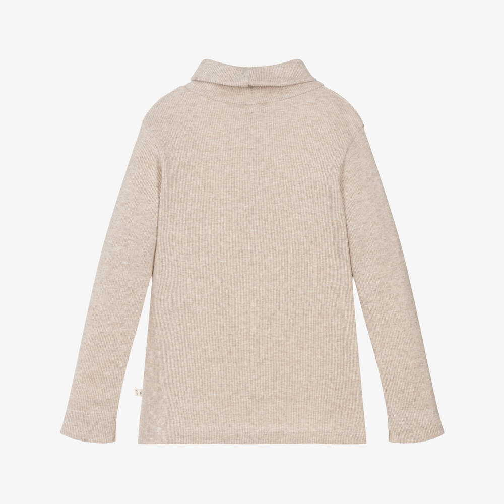 1 + in the family-Ivory Ribbed Jersey Polo Neck Sweater | Childrensalon