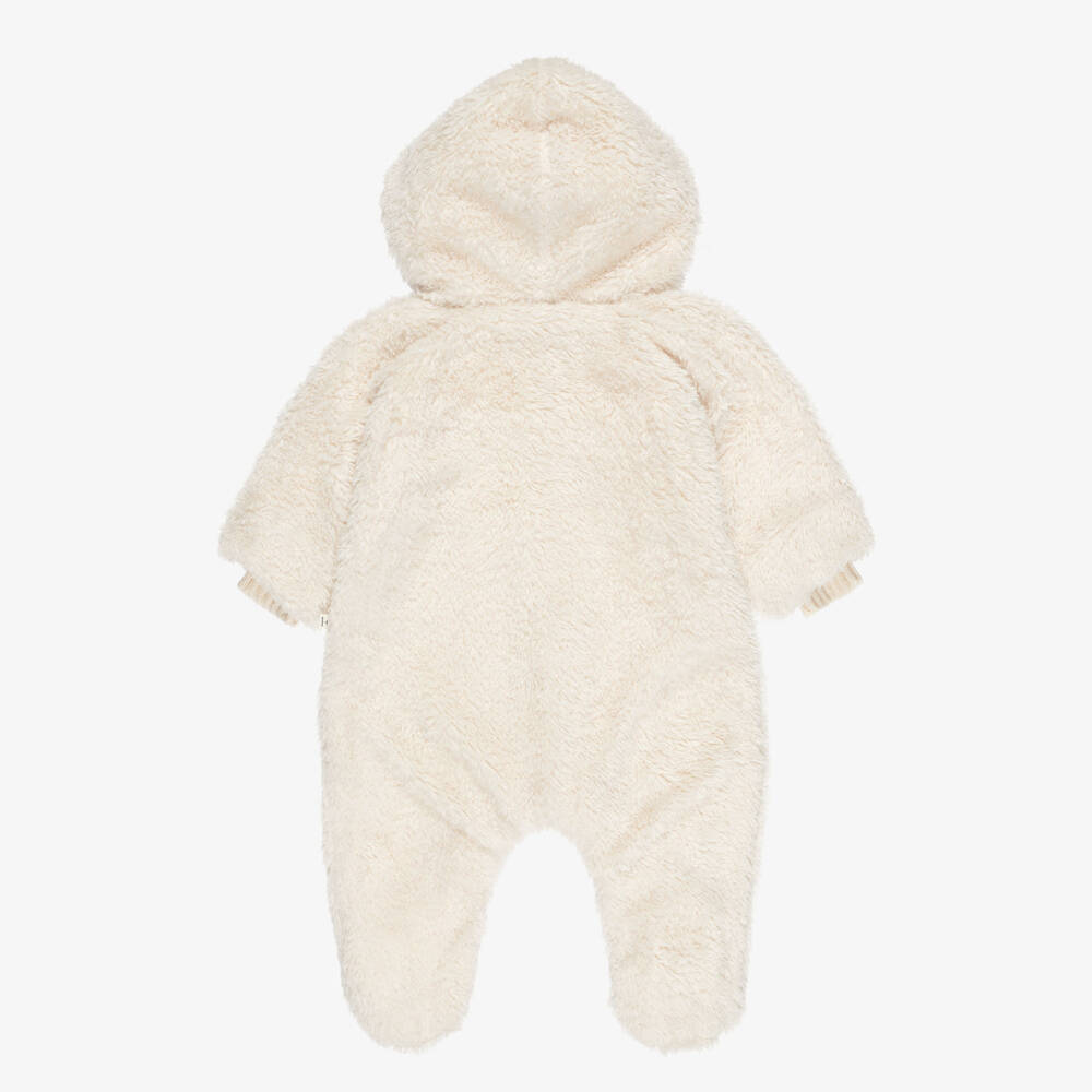 1 + in the family-Ivory Teddy Fleece Hooded Pramsuit | Childrensalon