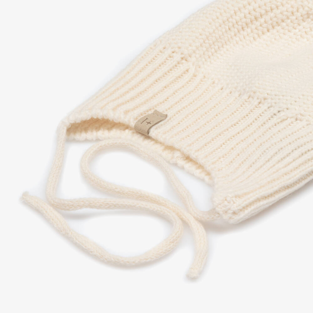 1 + in the family-قبعة بوم بوم صوف محبوك لون عاجي للأطفال الرضع | Childrensalon
