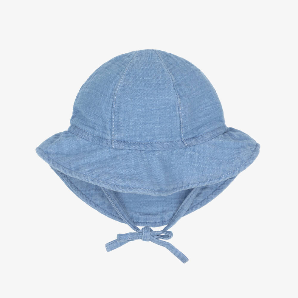 1 + in the family-Light Blue Cotton Chambray Sun Hat | Childrensalon