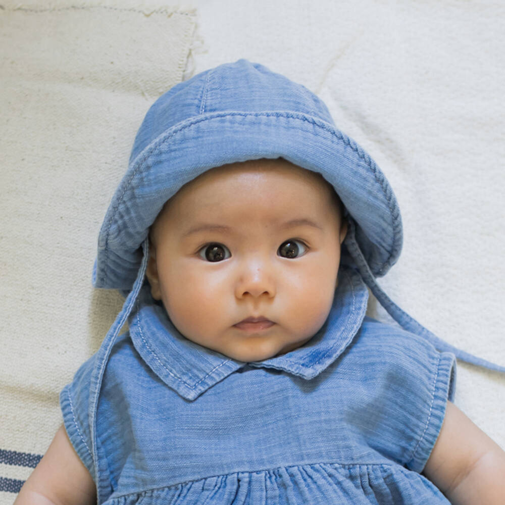 1 + in the family-Light Blue Cotton Chambray Sun Hat | Childrensalon
