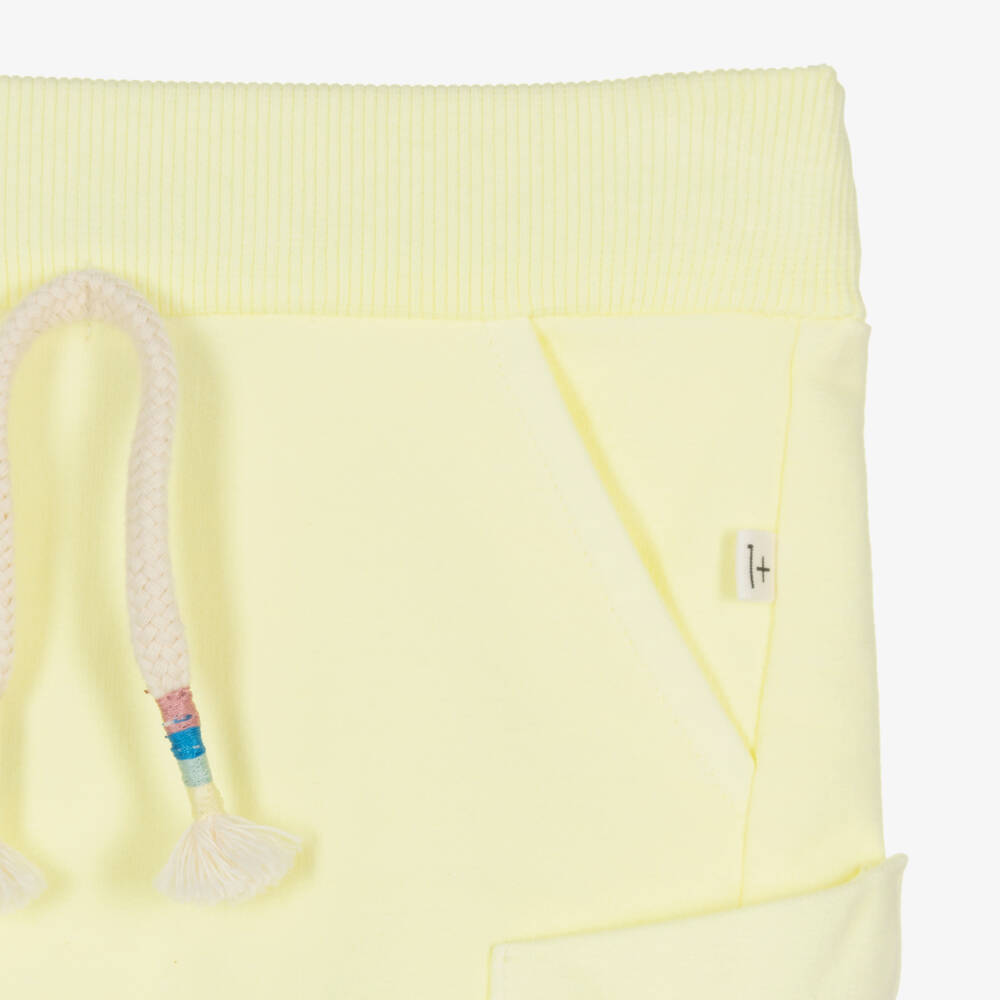 1 + in the family-Pale Yellow Cotton Jersey Shorts | Childrensalon