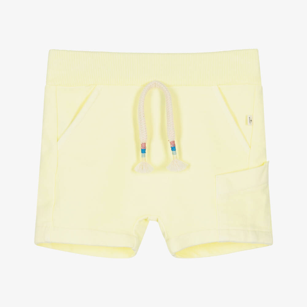 1 + in the family-Pale Yellow Cotton Jersey Shorts | Childrensalon