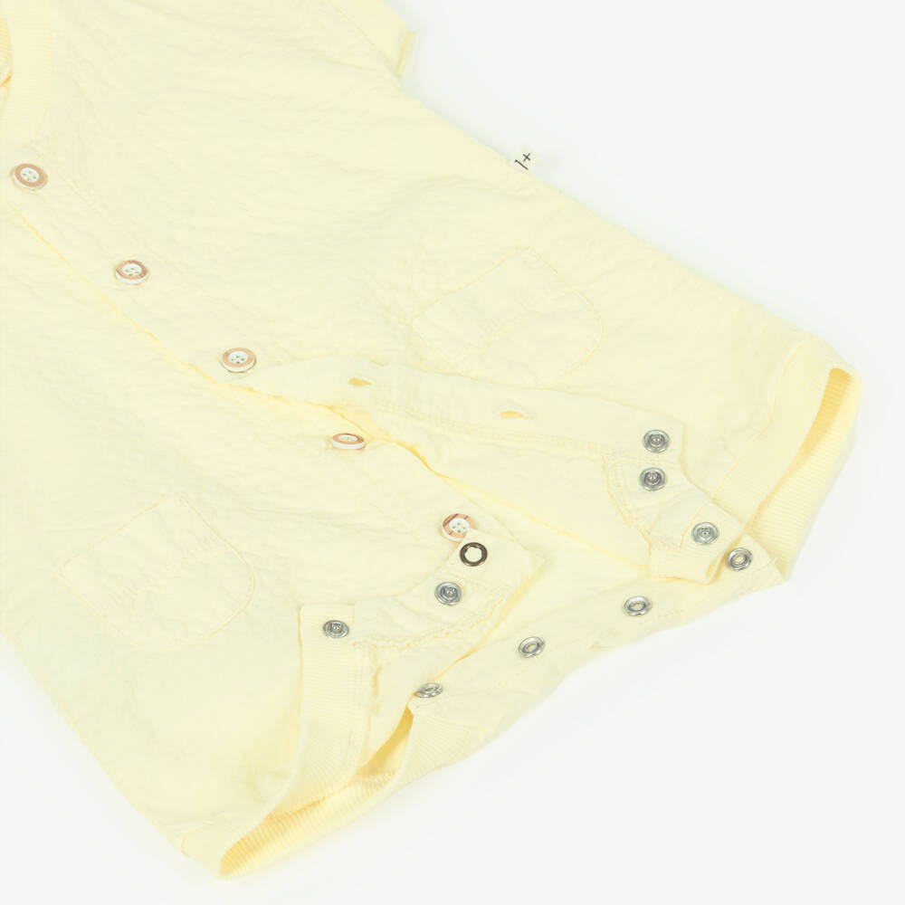 1 + in the family-Pale Yellow Crinkled Texture Cotton Baby Shortie | Childrensalon