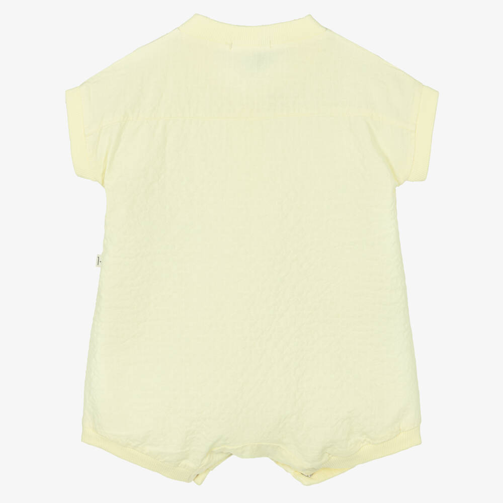 1 + in the family-Pale Yellow Crinkled Texture Cotton Baby Shortie | Childrensalon