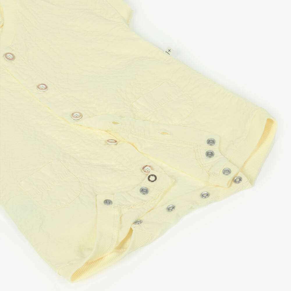 1 + in the family-Pale Yellow Crinkled Texture Cotton Baby Shortie | Childrensalon