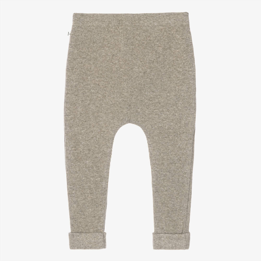 1 + in the family-Taupe Beige Ribbed Knit Leggings | Childrensalon