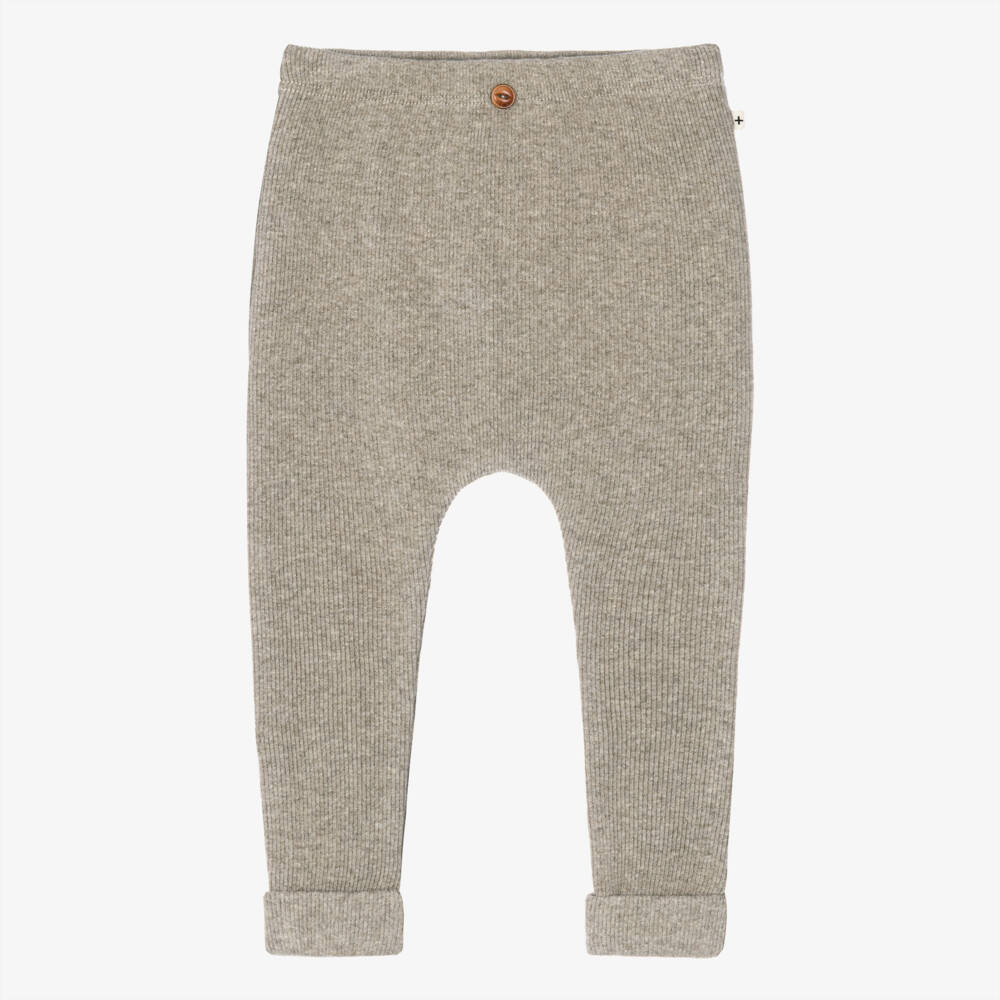 1 + in the family-Taupe Beige Ribbed Knit Leggings | Childrensalon