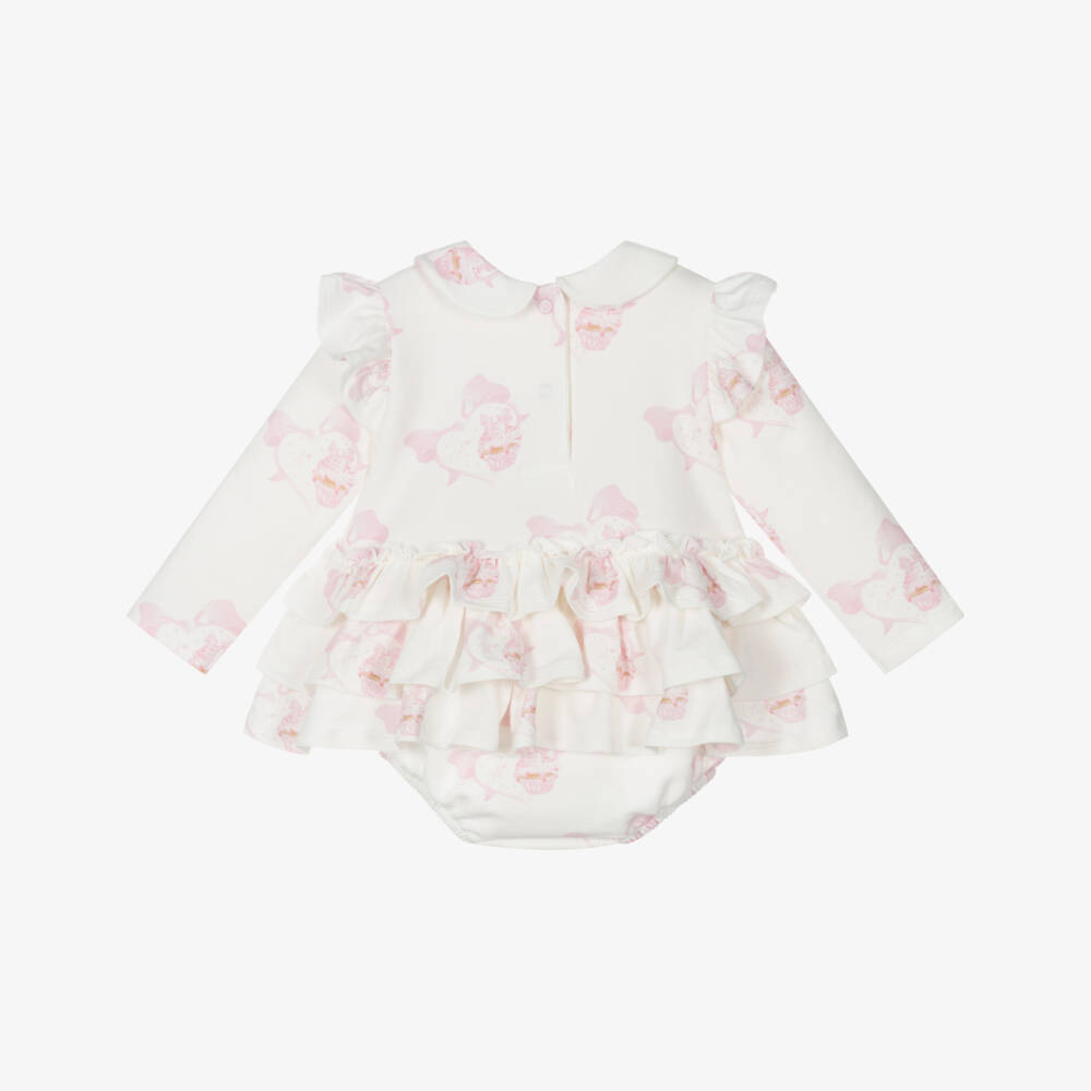A Dee-Baby Girls Ivory & Pink Cupcake Print Shortie | Childrensalon