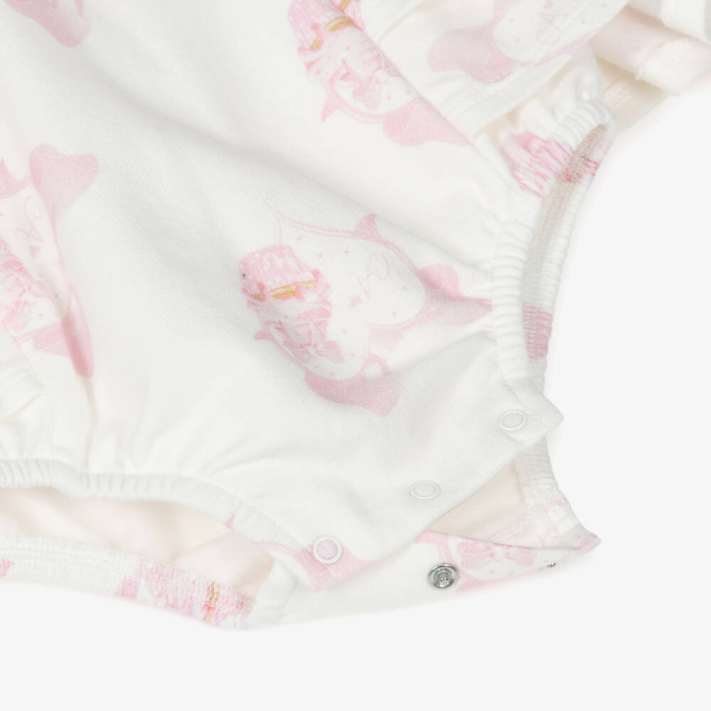 A Dee-Baby Girls Ivory & Pink Cupcake Print Shortie | Childrensalon