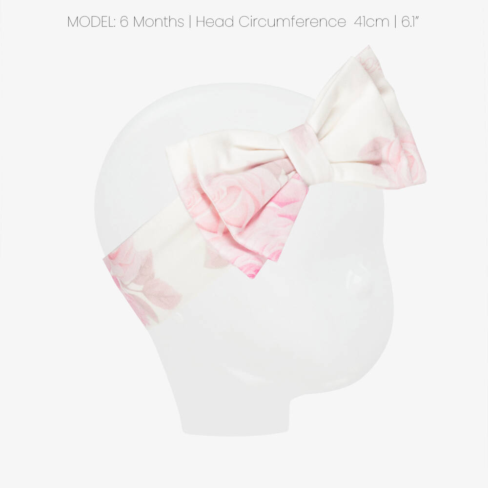 A Dee-Baby Girls Ivory & Pink Rose Headband | Childrensalon