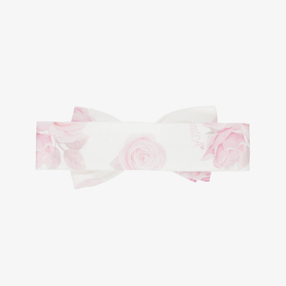 A Dee-Baby Girls Ivory & Pink Rose Headband | Childrensalon