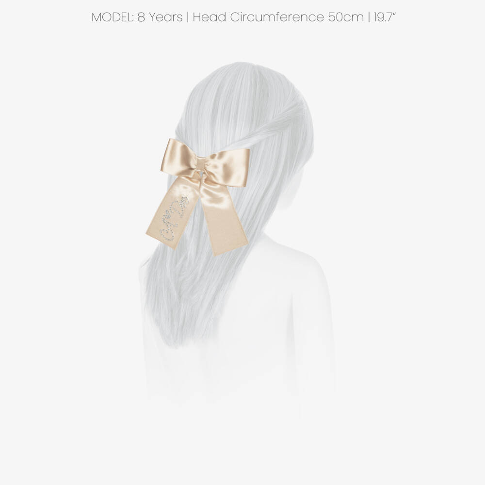 A Dee-Girls Beige Satin Bow Hair Clip (12cm) | Childrensalon