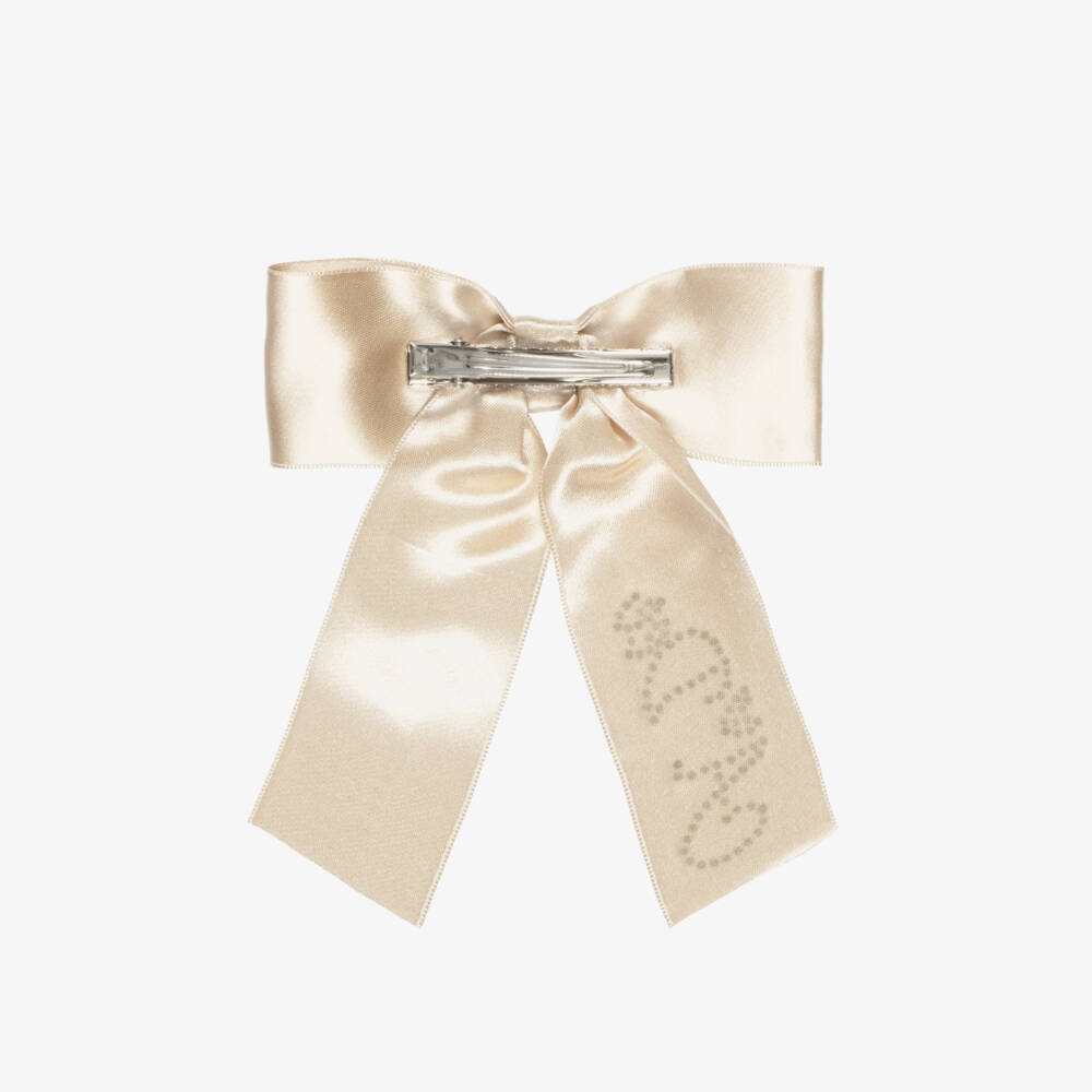 A Dee-Girls Beige Satin Bow Hair Clip (12cm) | Childrensalon