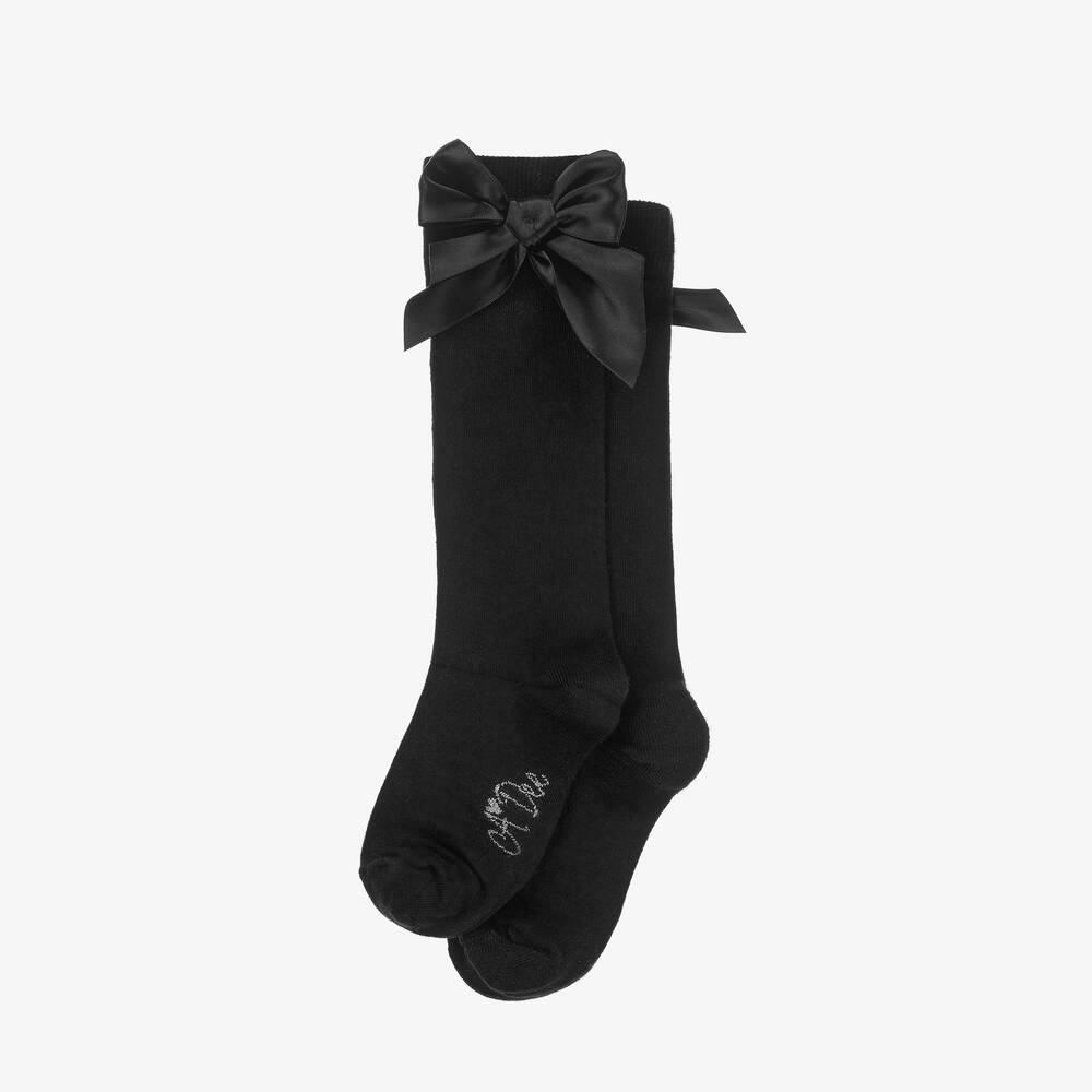 A Dee-Girls Black Bow Knee-High Socks  | Childrensalon