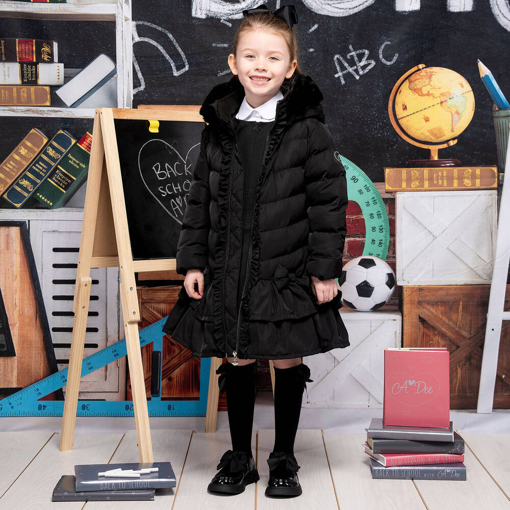 A Dee-حذاء جلد صناعي لامع لون أسود للبنات | Childrensalon