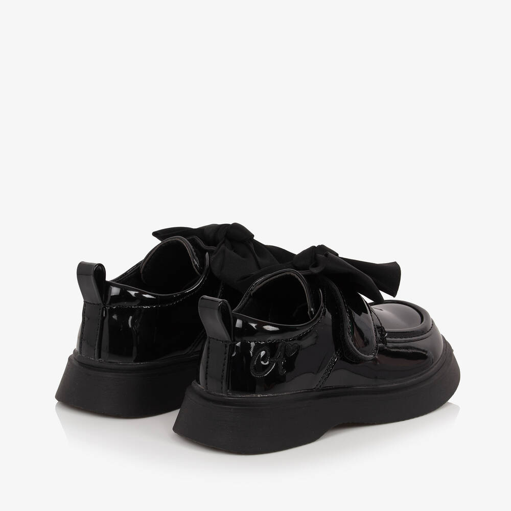 A Dee-حذاء جلد صناعي لامع لون أسود للبنات | Childrensalon