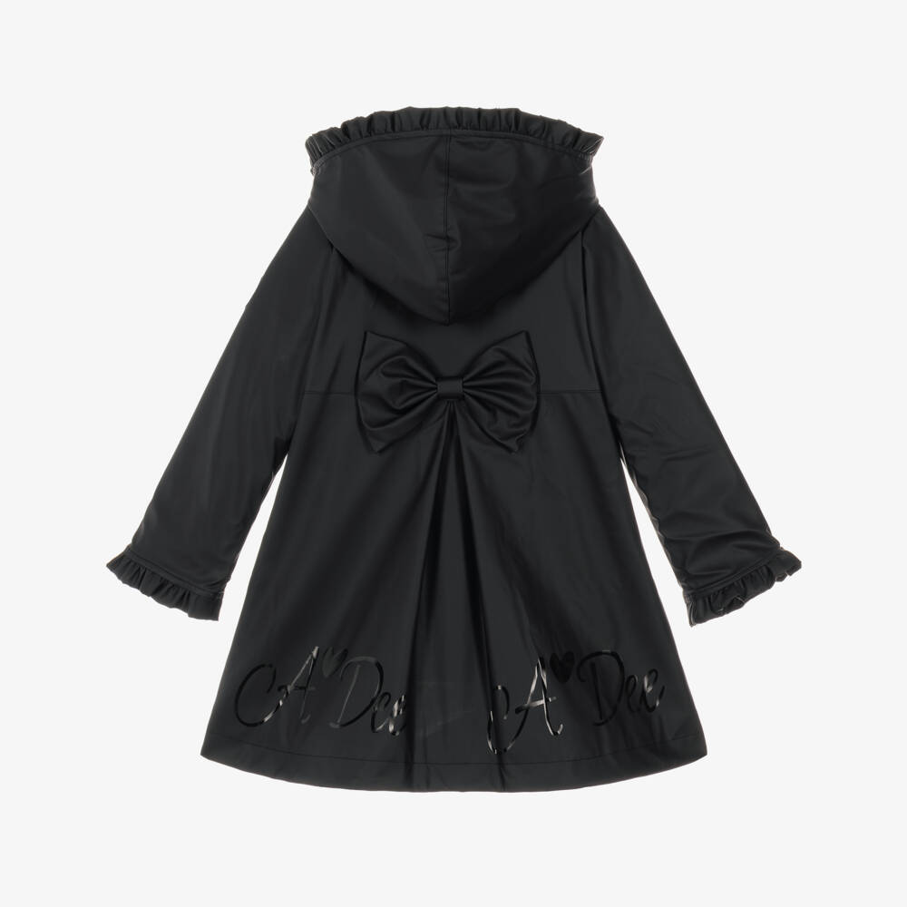 A Dee-Girls Black Raincoat with Ruffles & Bows | Childrensalon