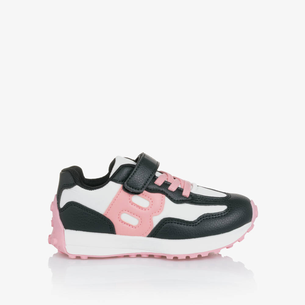 A Dee-Girls Black & White Trainers with Pink Detailing | Childrensalon