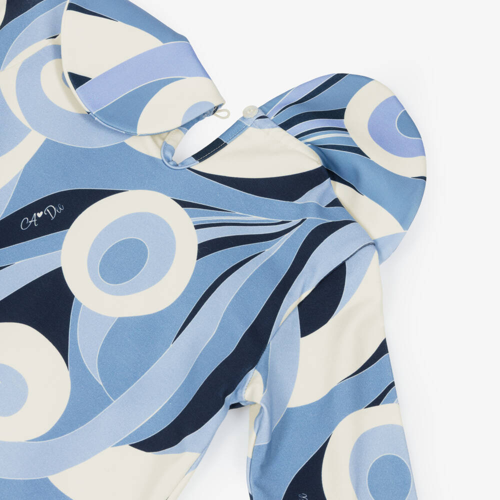 A Dee-Girls Blue Cotton Swirl Print Dress | Childrensalon
