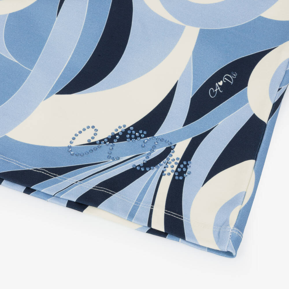 A Dee-Girls Blue Cotton Swirl Print Dress | Childrensalon