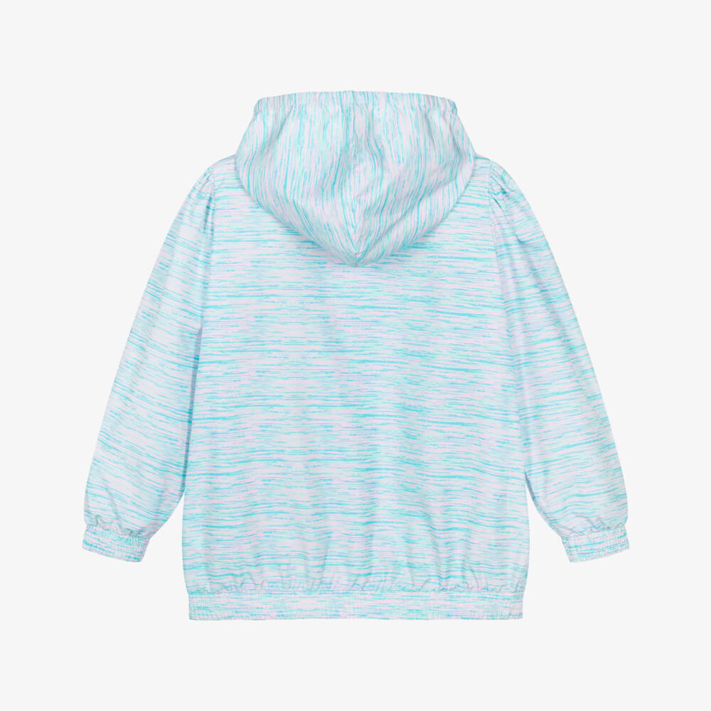 A Dee-Girls Blue & Pink Logo Tape Hooded Jacket | Childrensalon