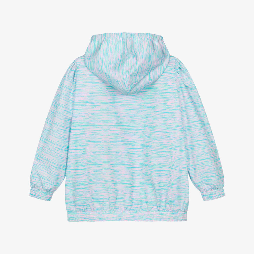A Dee-Girls Blue & Pink Logo Tape Hooded Jacket | Childrensalon