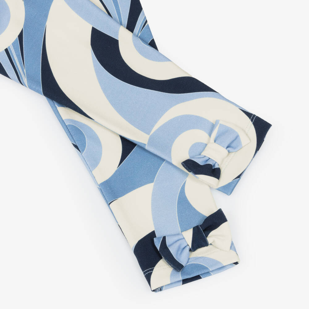 A Dee-Girls Blue Swirl Pattern Cotton Leggings Set | Childrensalon