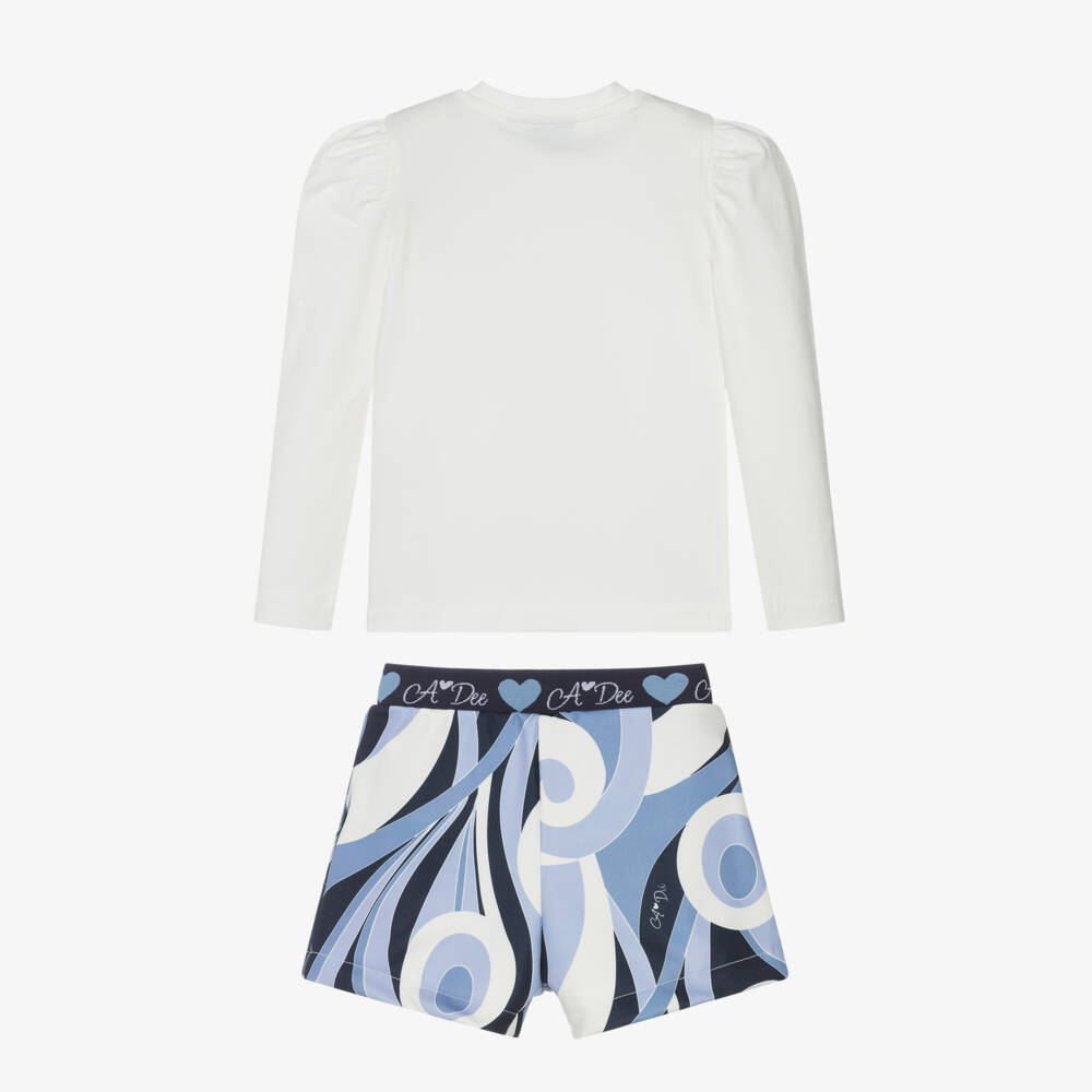 A Dee-طقم شورت جيرسي لون أزرق للبنات  | Childrensalon