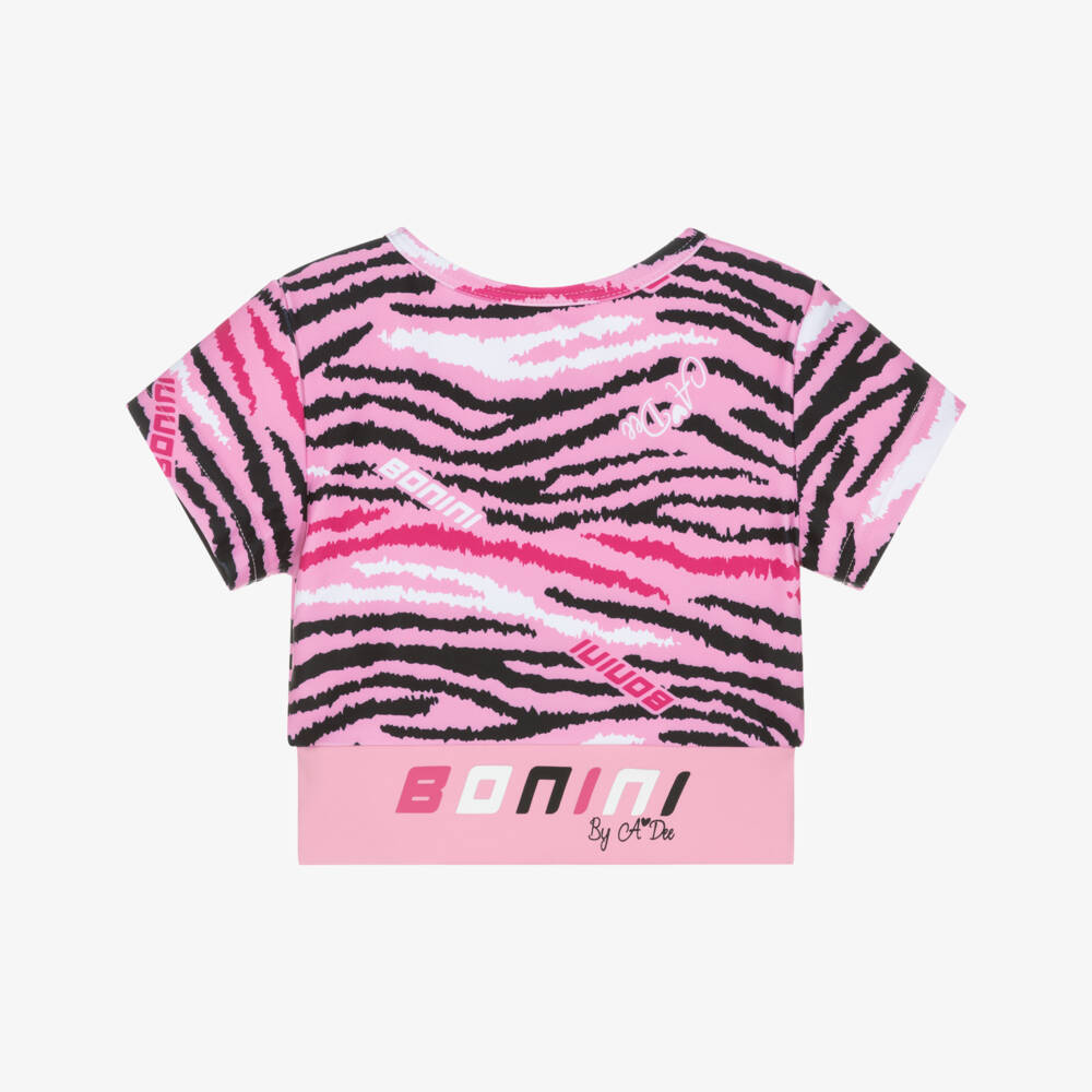 A Dee-Girls Bright Pink Zebra Print Crop Top | Childrensalon