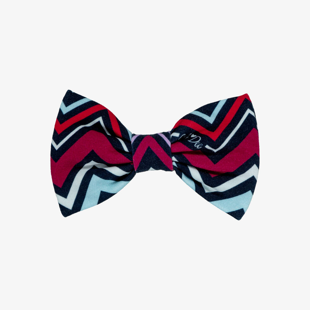 A Dee-Girls Burgundy & Blue Zigzag Bow Hair Clip (14cm) | Childrensalon