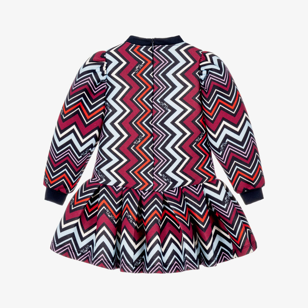 A Dee-Girls Burgundy & Blue Zigzag Dress | Childrensalon