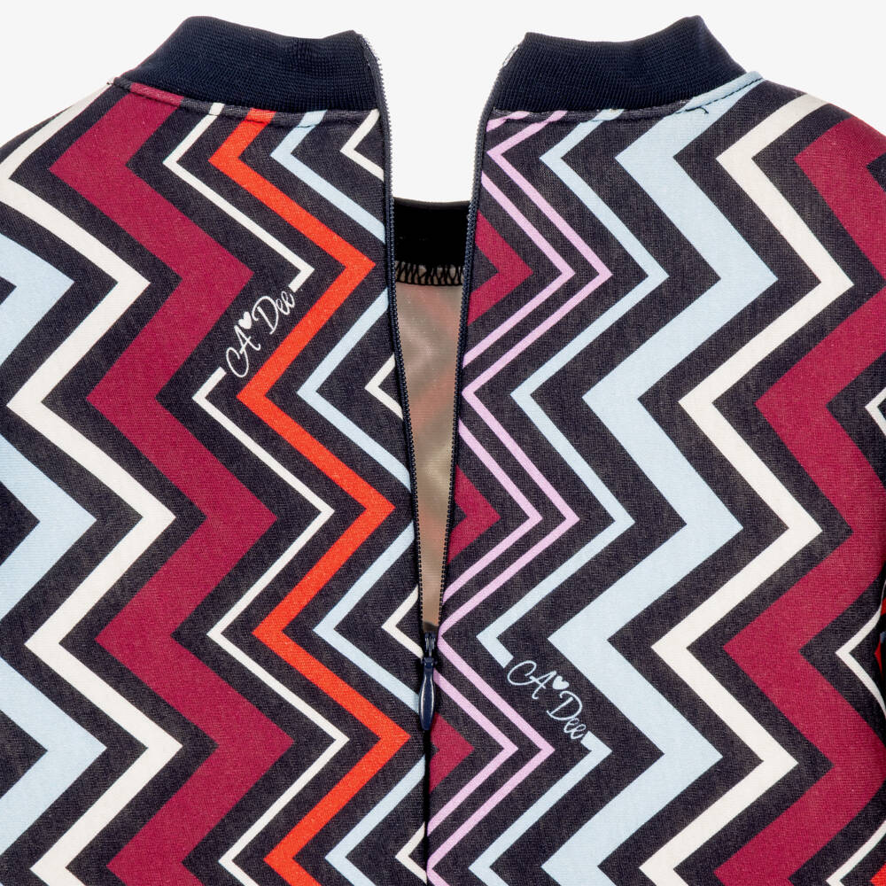 A Dee-Girls Burgundy & Blue Zigzag Dress | Childrensalon