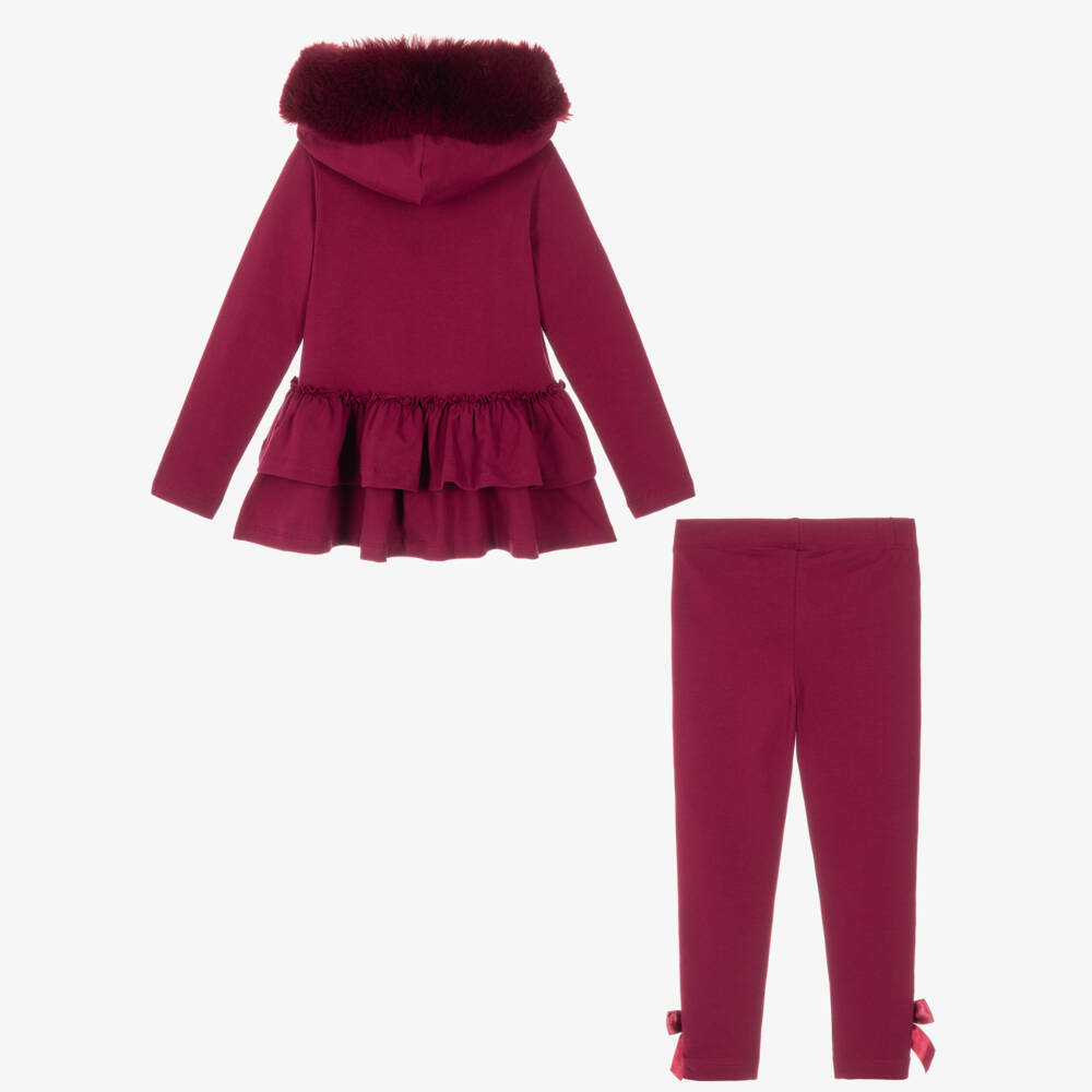 A Dee-Girls Cherry Red Leggings Set with Satin Bows | Childrensalon