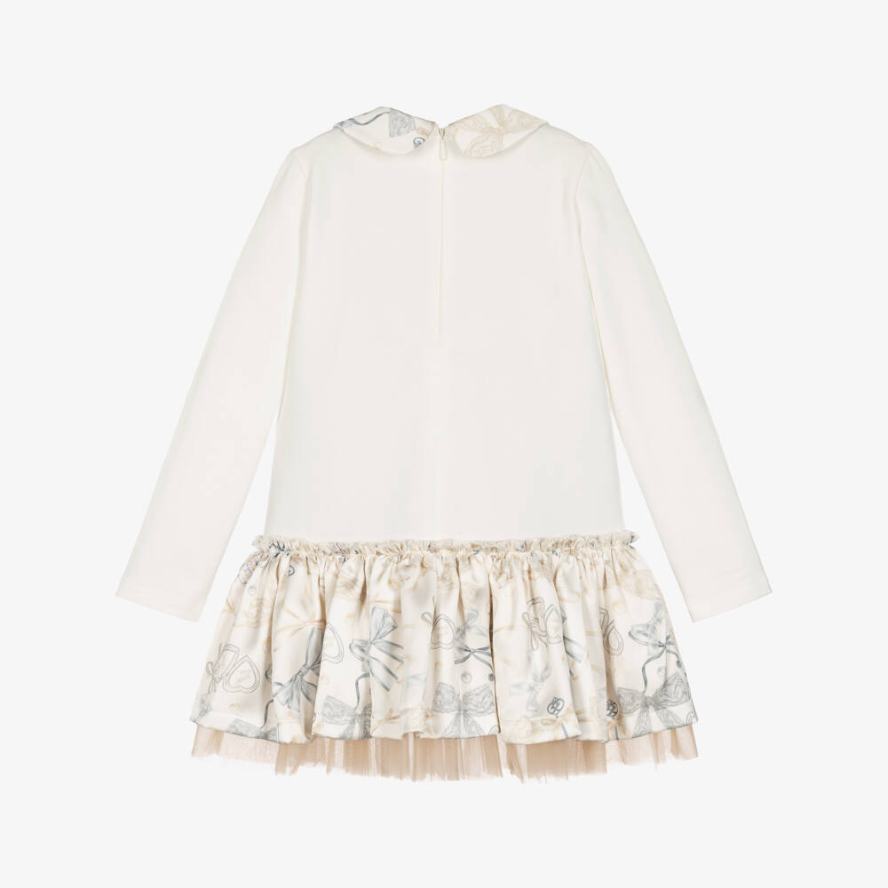 A Dee-Girls Ivory Cotton Jersey Perfume Bottle Print Dress | Childrensalon