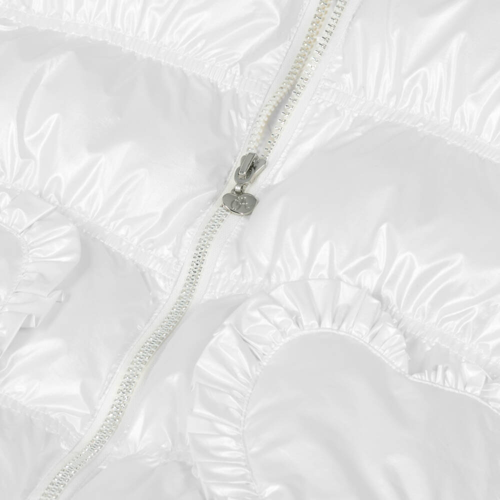 A Dee-Пуховик с капюшоном кремовый с рюшами для девочек | Childrensalon