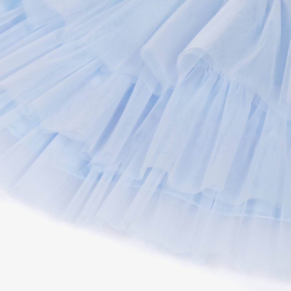 A Dee-Girls Ivory & Pale Blue Tulle Skirt Set | Childrensalon