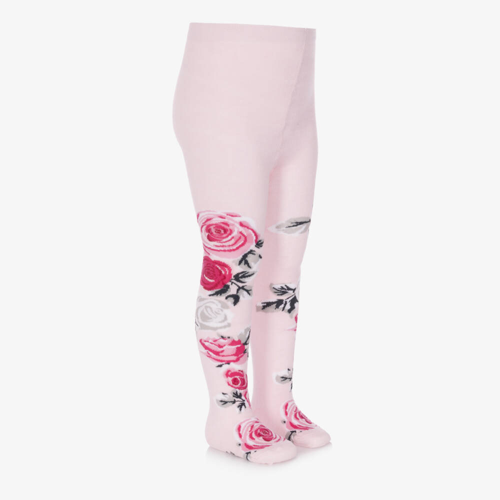 A Dee-Girls Knitted Pink Rose Tights | Childrensalon