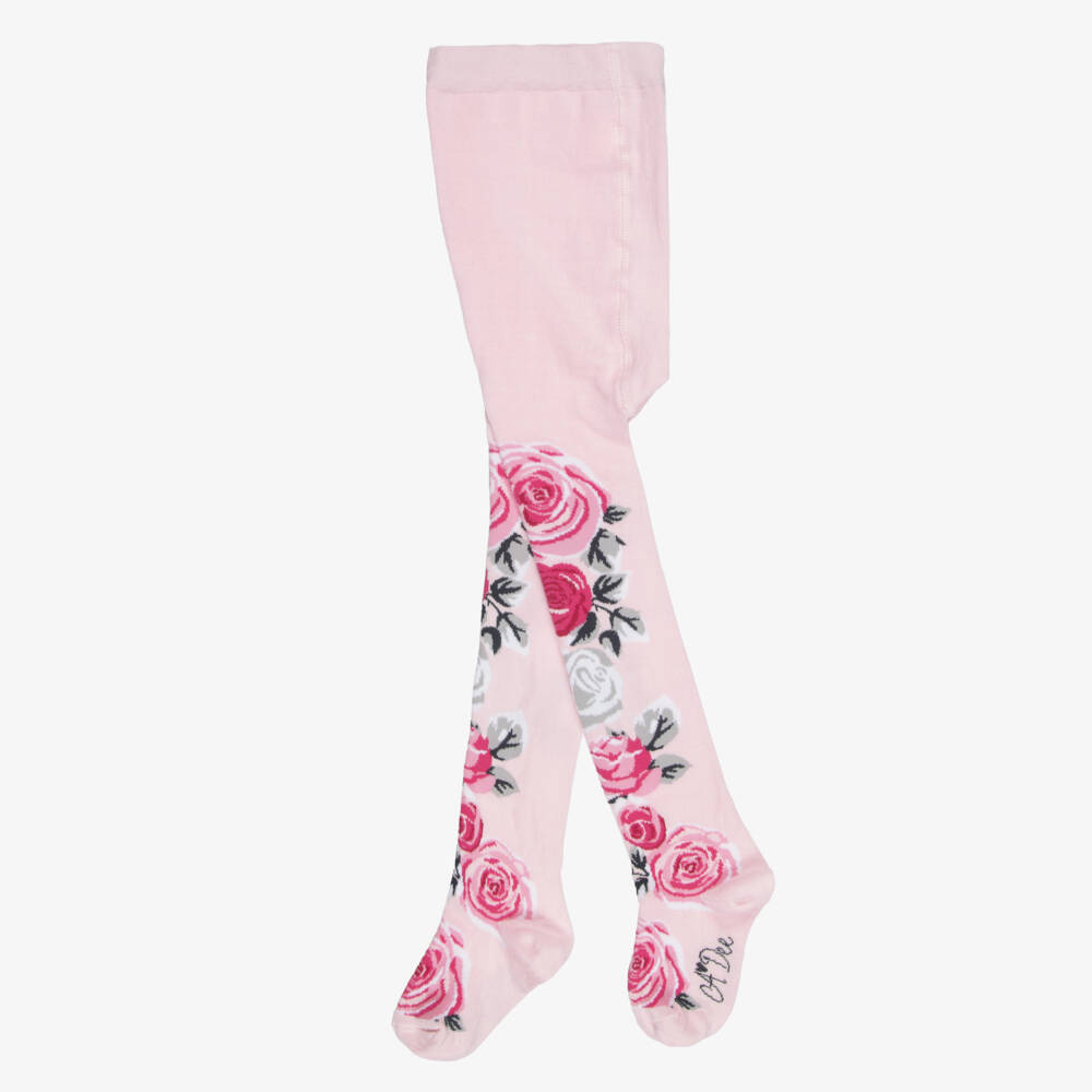 A Dee-Girls Knitted Pink Rose Tights | Childrensalon