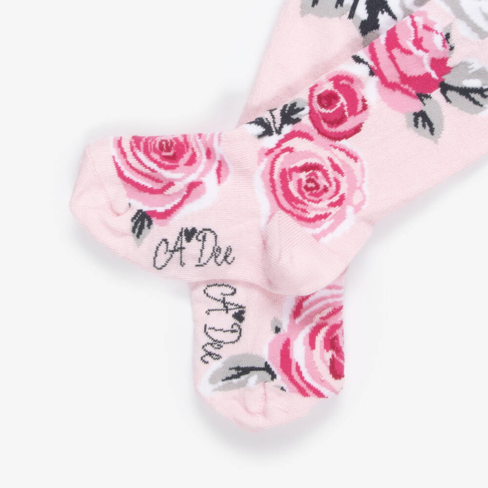 A Dee-Girls Knitted Pink Rose Tights | Childrensalon