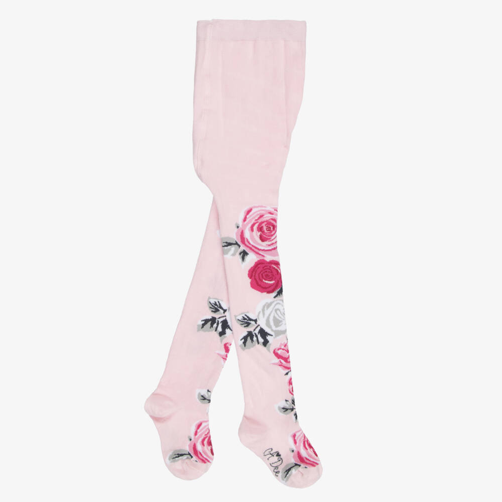 A Dee-Girls Knitted Pink Rose Tights | Childrensalon