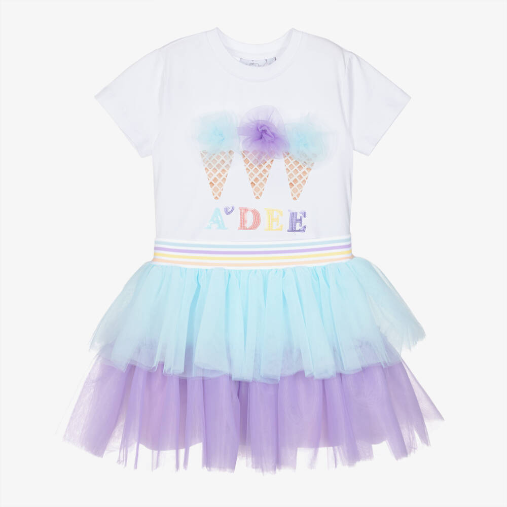 A Dee-Girls Lilac Purple & Pale Blue Tulle Skirt Set | Childrensalon