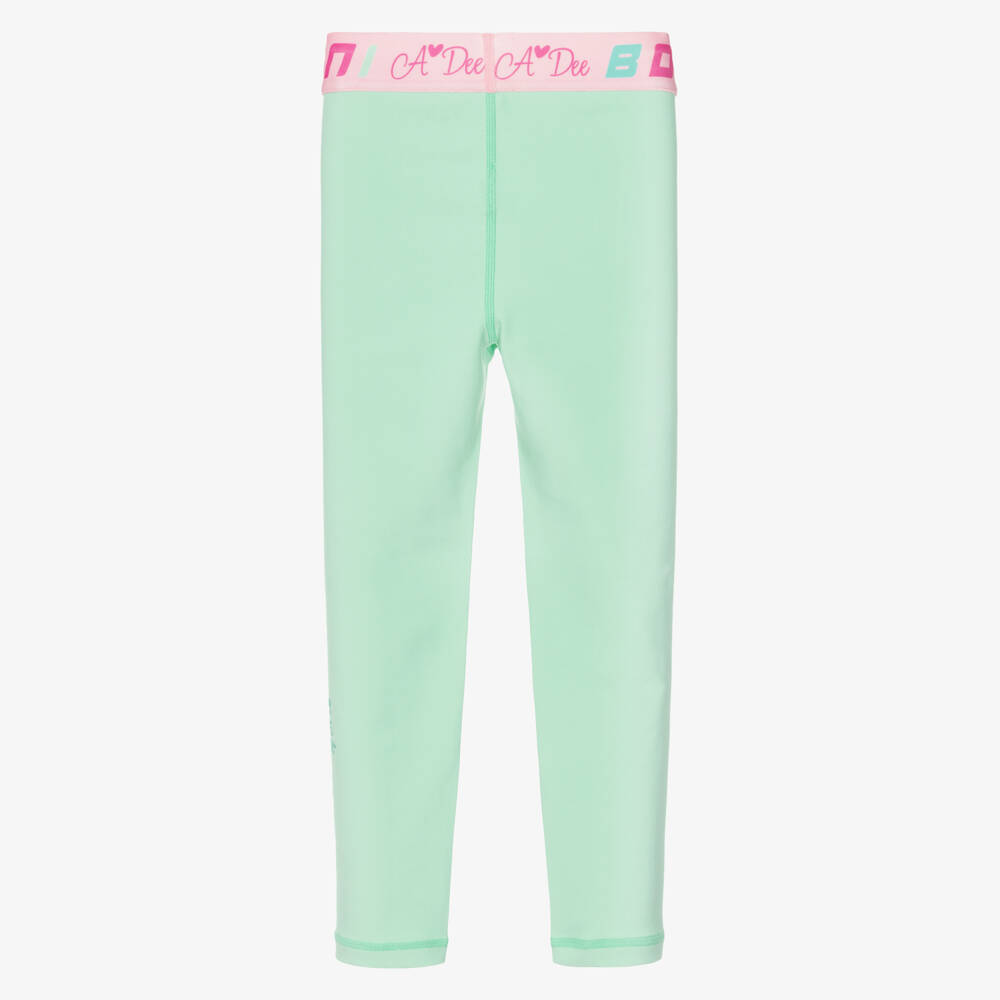 A Dee-Легинсы зеленые с брендированной резинкой для девочек | Childrensalon