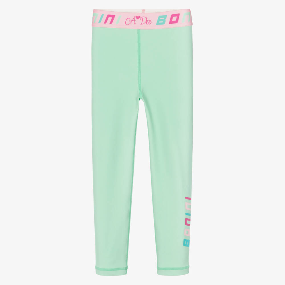 A Dee-Girls Mint Green Leggings with Branded Waistband | Childrensalon